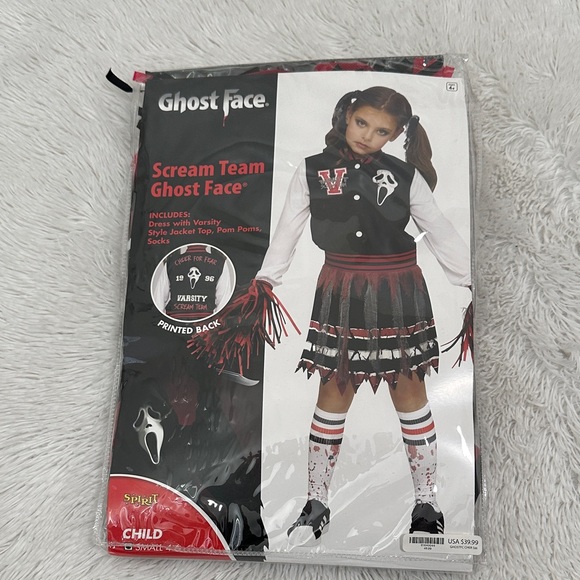 ❤️ NWT Spirit Halloween Scream Team Ghost Face Cheerleader Costume Girl’s 4/6 - Picture 1 of 4